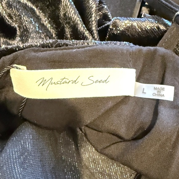 Mustard Seed Black Sparkle Sequin Cami Mini Dress Spaghetti Strap Size Large - Picture 6 of 8